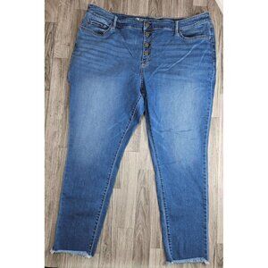 ANA A New Approach Women Plus Size 24W High Rise Button Fly Denim Jeans Jeggings